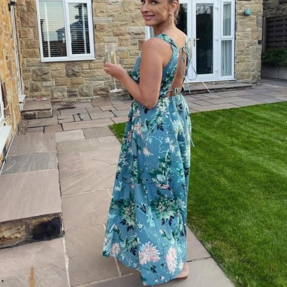 H&M Lyocell-blend V-neck Dress in Turquoise/Floral - Picture 5 of 8